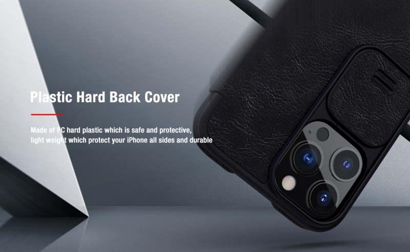 Bao Da iPhone 13 Pro Max Hiệu Nillkin Qin Pro Leather Chính Hãng Cao Cấp được làm bằng da và nhựa cao cấp polycarbonate khá mỏng cực kỳ sang trọng, phần đẩy bảo vệ camera tốt hơn